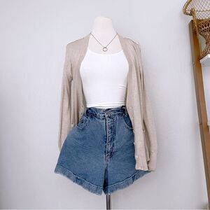 Silk Neutral Button Front Cardigan